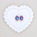 Oval Mocha Double-Sided Crystal Alloy Bead with Diamond Ball