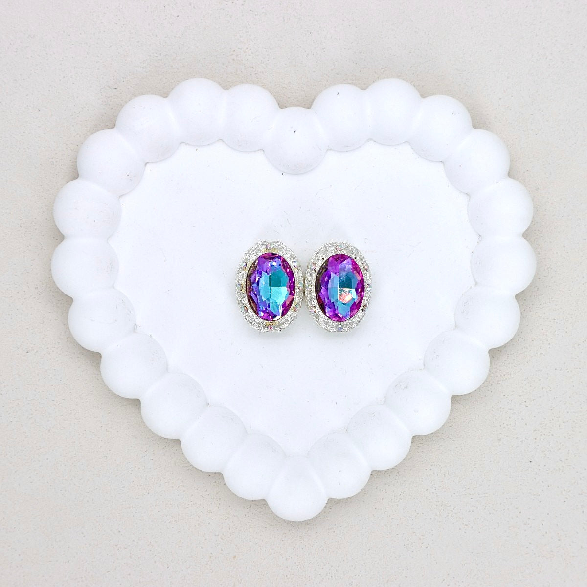 Oval Mocha Double-Sided Crystal Alloy Bead with Diamond Ball