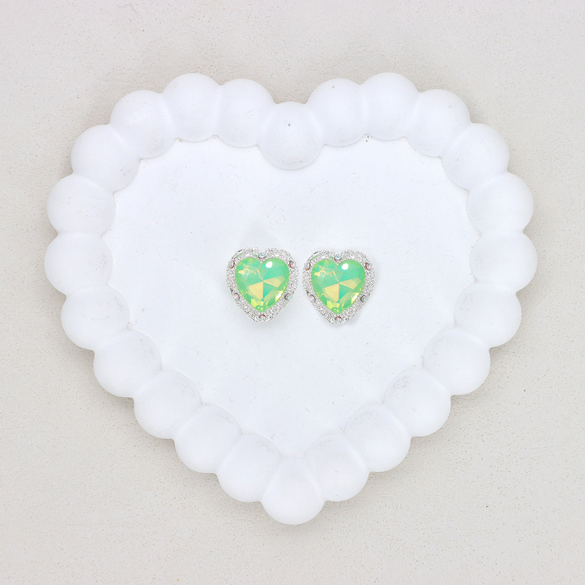 Kimhatter Heart Silver Double-Sided Crystal Alloy Bead with Diamond Ball 2pcs/bag