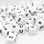 104 Pcs Silicone Letter Beads, 12mm Square Letter Beads, Silicone Beads for Keychain Making, Alphabet Silicone Beads for Bracelet Making (104) White