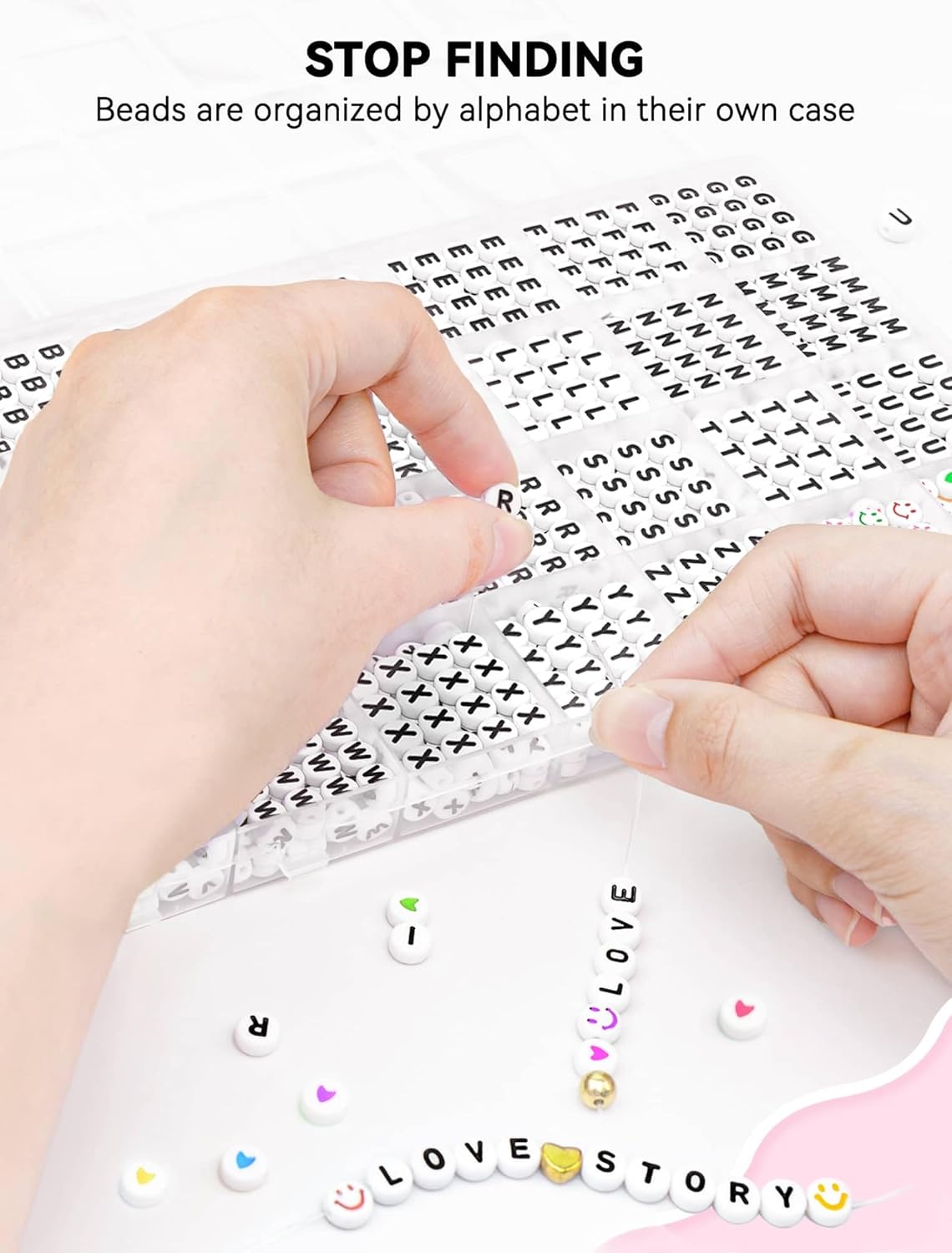 kimhatter 1400 PCS Alphabet Letter Beads Kit – 28 Styles Preppy Friendship Bracelet Beads with Storage Case for DIY Jewelry Making and Crafting