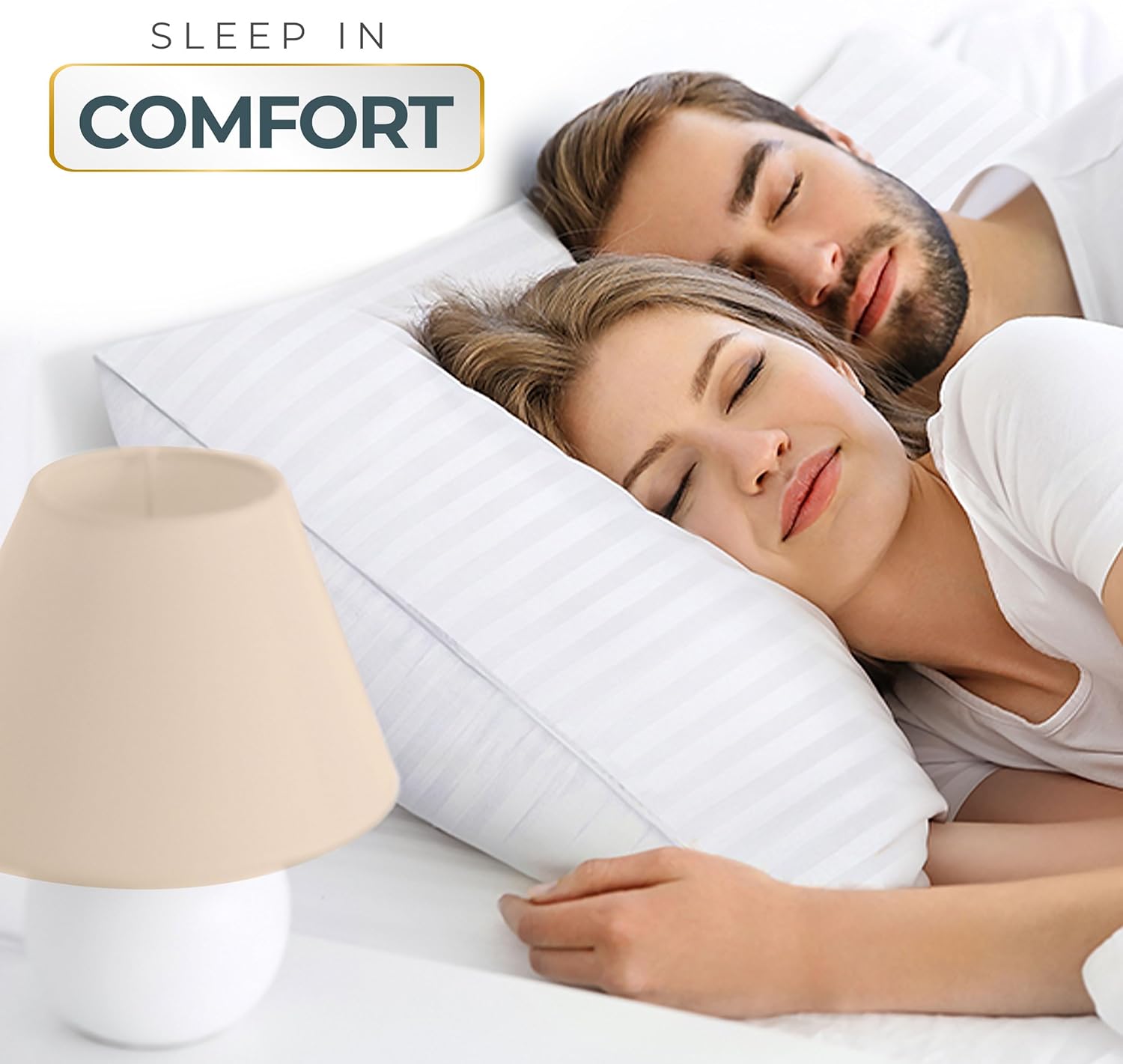 Bedding Bed Pillows for Sleeping Queen Size, 1000 Grams Filled Hotel Quality Cooling Pillows for Side, Back or Stomach Sleepers (White, Set of 2)