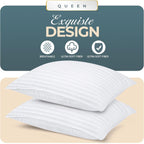 Bedding Bed Pillows for Sleeping Queen Size, 1000 Grams Filled Hotel Quality Cooling Pillows for Side, Back or Stomach Sleepers (White, Set of 2)