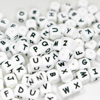 104 Pcs Silicone Letter Beads, 12mm Square Letter Beads, Silicone Beads for Keychain Making, Alphabet Silicone Beads for Bracelet Making (104) White