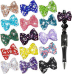 Bow Beads for Pens 10 Pcs Rhinestone Focal Bead for Crafts Fits for Beadable Pens Jewelry Making Braclets Bling Chunky Glitter Beads for DIY Supplies