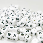 104 Pcs Silicone Letter Beads, 12mm Square Letter Beads, Silicone Beads for Keychain Making, Alphabet Silicone Beads for Bracelet Making (104) White