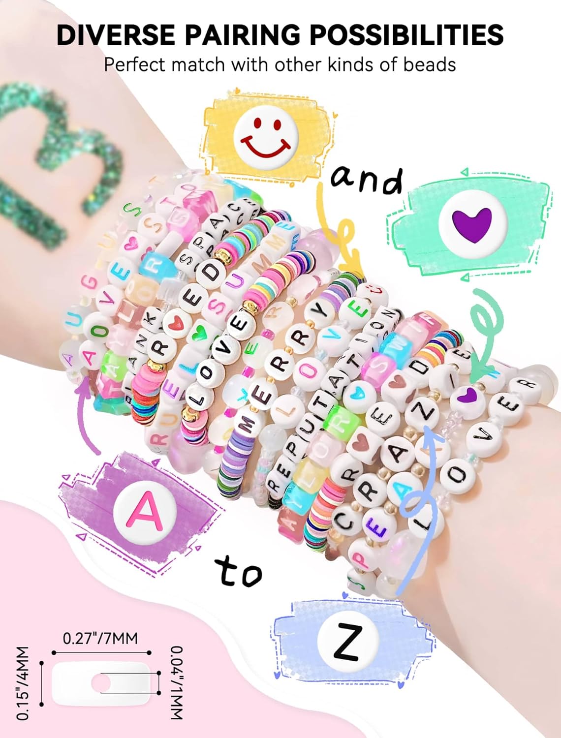 kimhatter 1400 PCS Alphabet Letter Beads Kit – 28 Styles Preppy Friendship Bracelet Beads with Storage Case for DIY Jewelry Making and Crafting