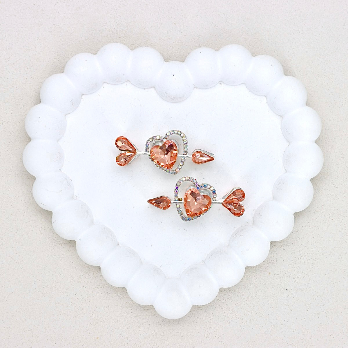 Kimhatter Double-Sided Alloy Crystal Arrow Through Heart Bead with Diamond Ball