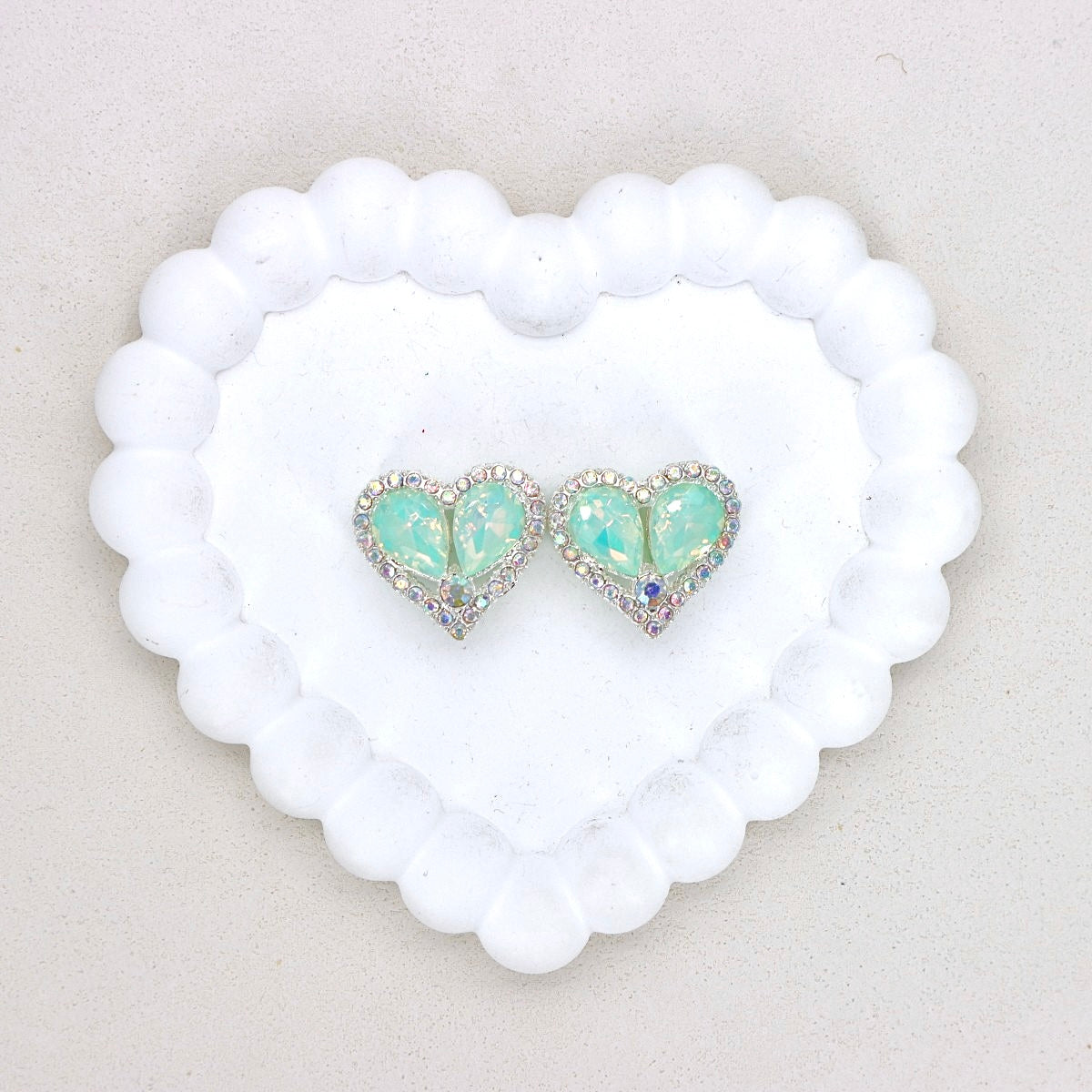 Kimhatter Double-Sided Crystal Heart Alloy Bead with Rhinestone Accents