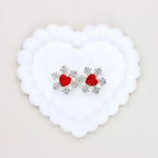 Kimhatter Christmas Snowflake Double-Sided Heart Zircon Alloy Bead with Straight Hole