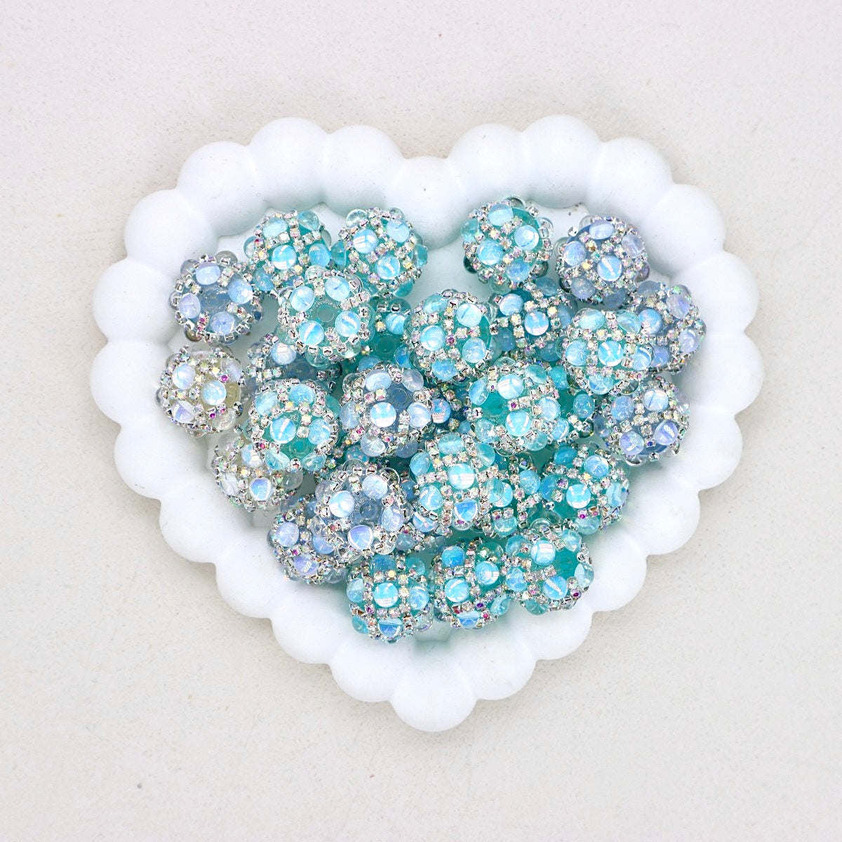 Heavy Duty Rhinestone Acrylic Bubble Beads with Straight Hole