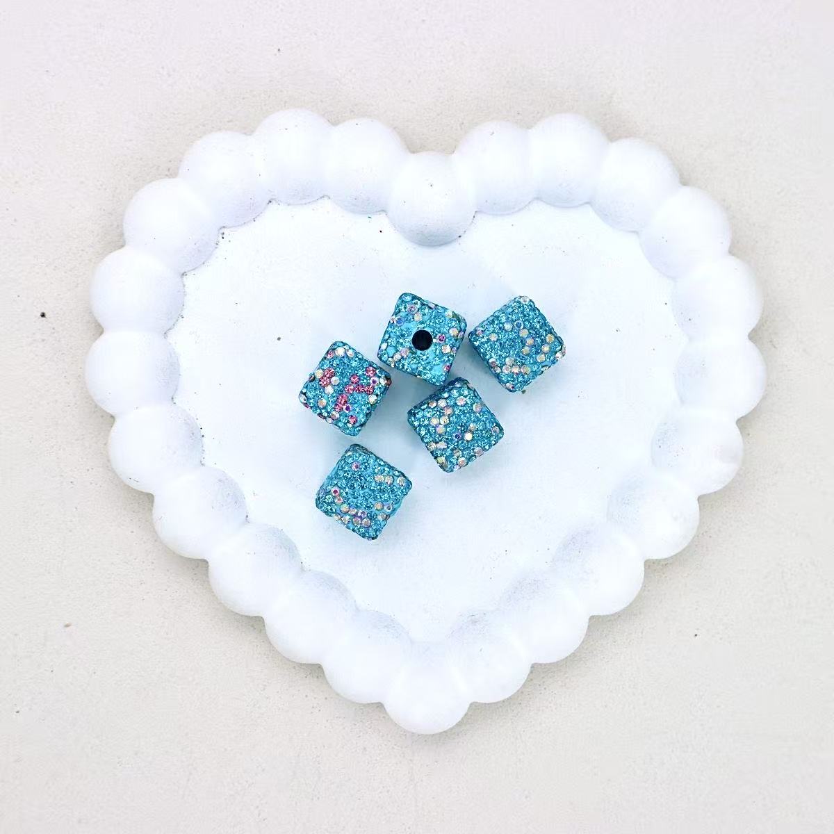 16mm Square Stardust Polymer Clay Beads
