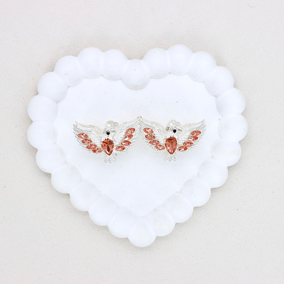 Kimhatter 3D Heart with Large Wings Alloy Bead with Straight Hole