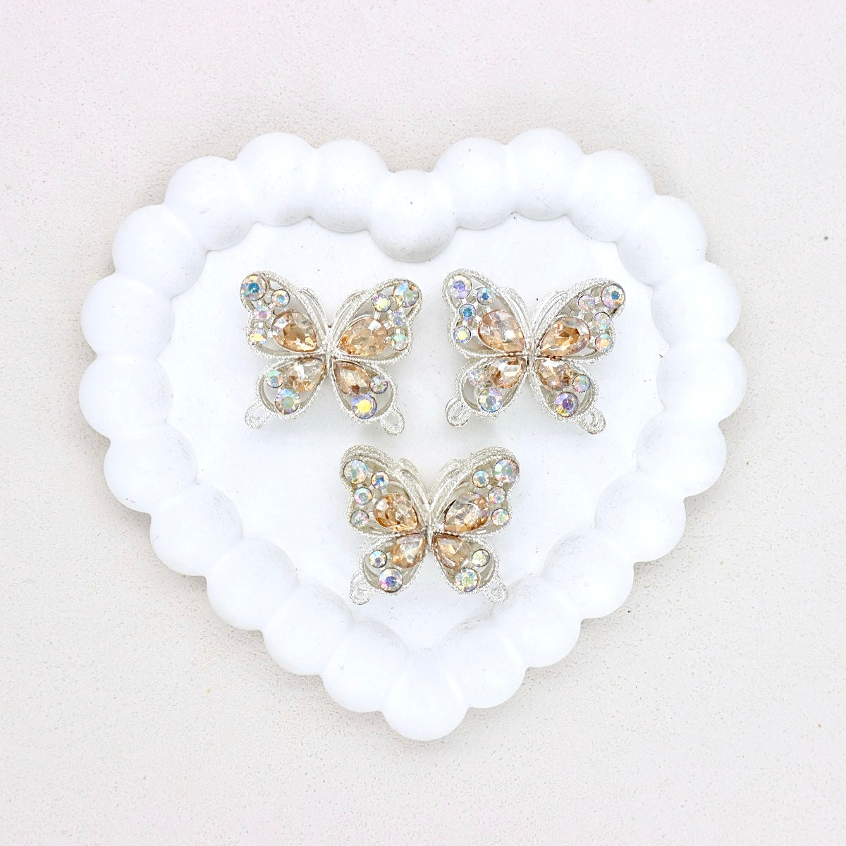 Kimhatter Heavy Duty Double-Sided Alloy Butterfly Crystal Diamond Ball Bead with Straight Hole