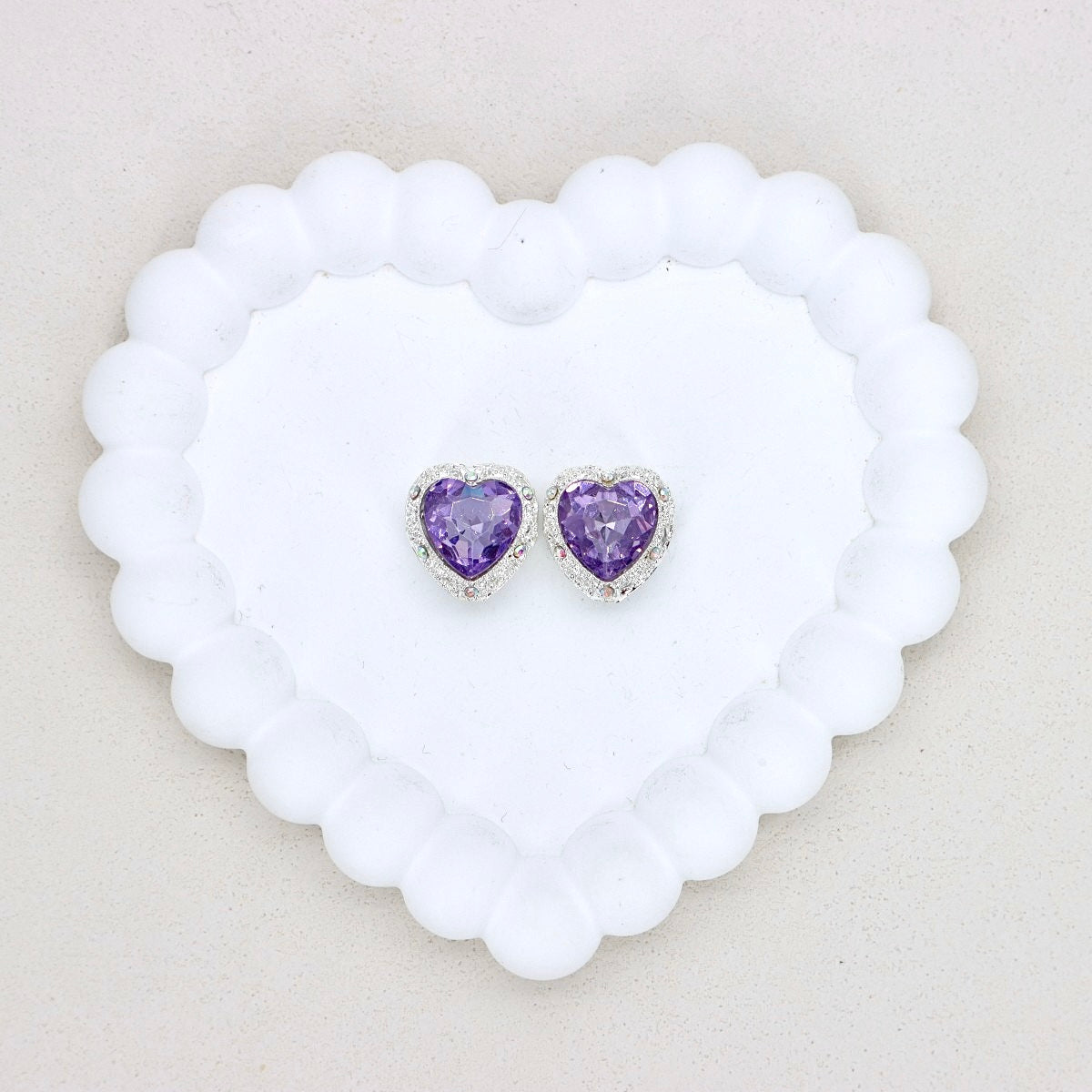 Kimhatter Heart Silver Double-Sided Crystal Alloy Bead with Diamond Ball 2pcs/bag