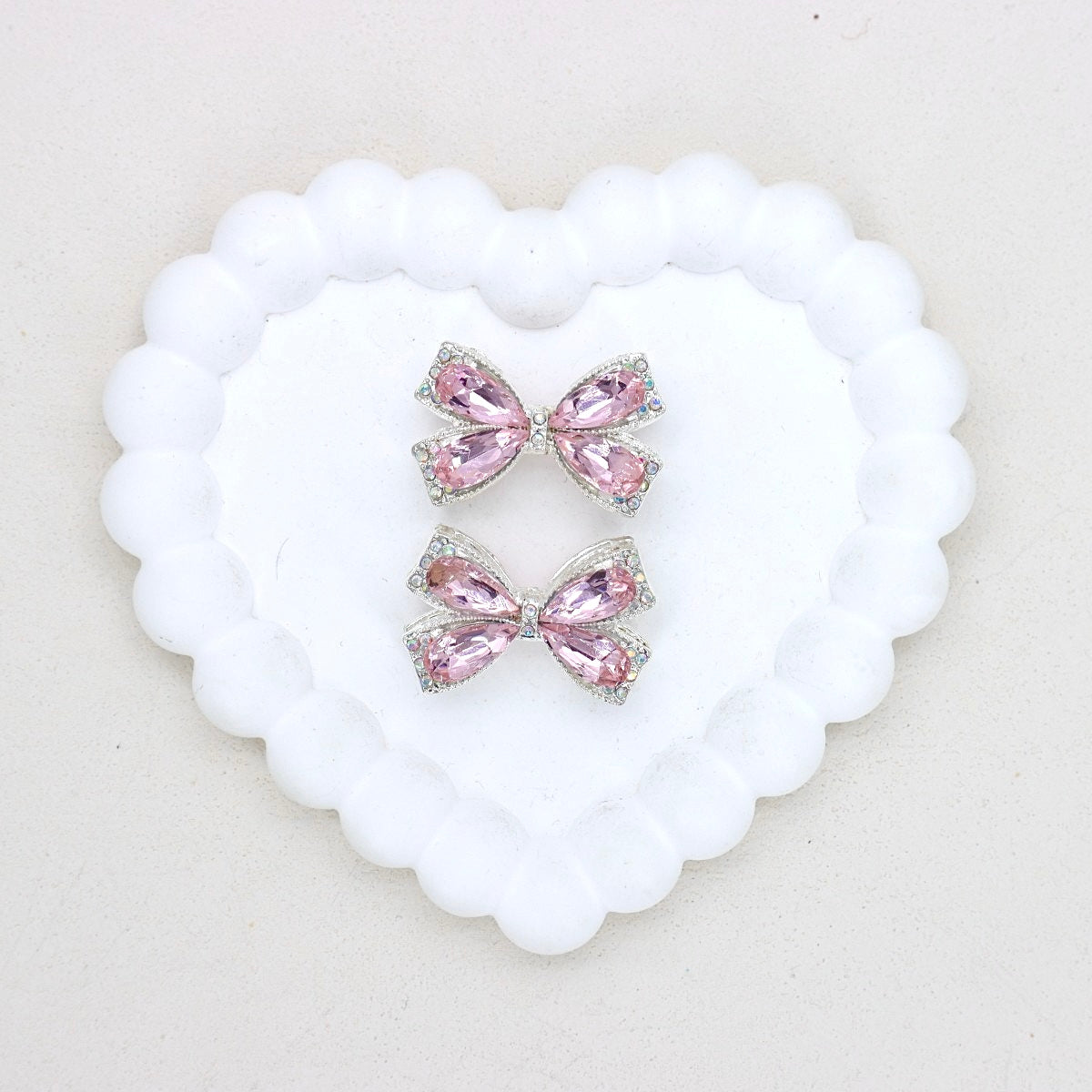 Kimhatter Colorful Crystal Bow Alloy Beads with Straight Hole 2pcs/bag