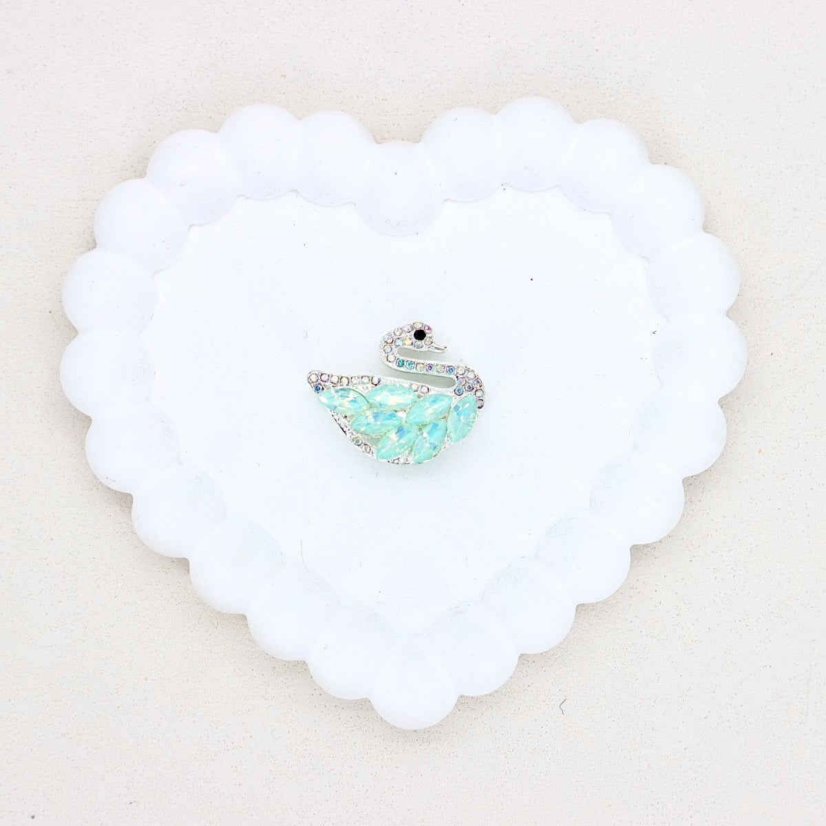 Kimhatter Mocha Crystal 3D Feather Swan Diamond Ball Bead with Straight Hole