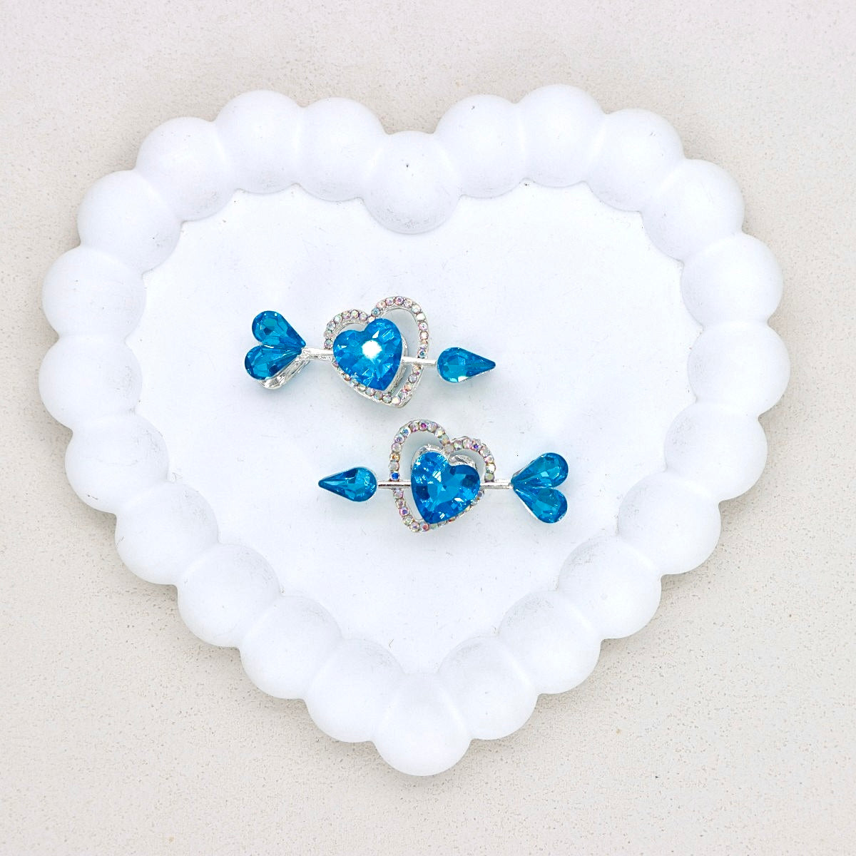 Kimhatter Double-Sided Alloy Crystal Arrow Through Heart Bead with Diamond Ball