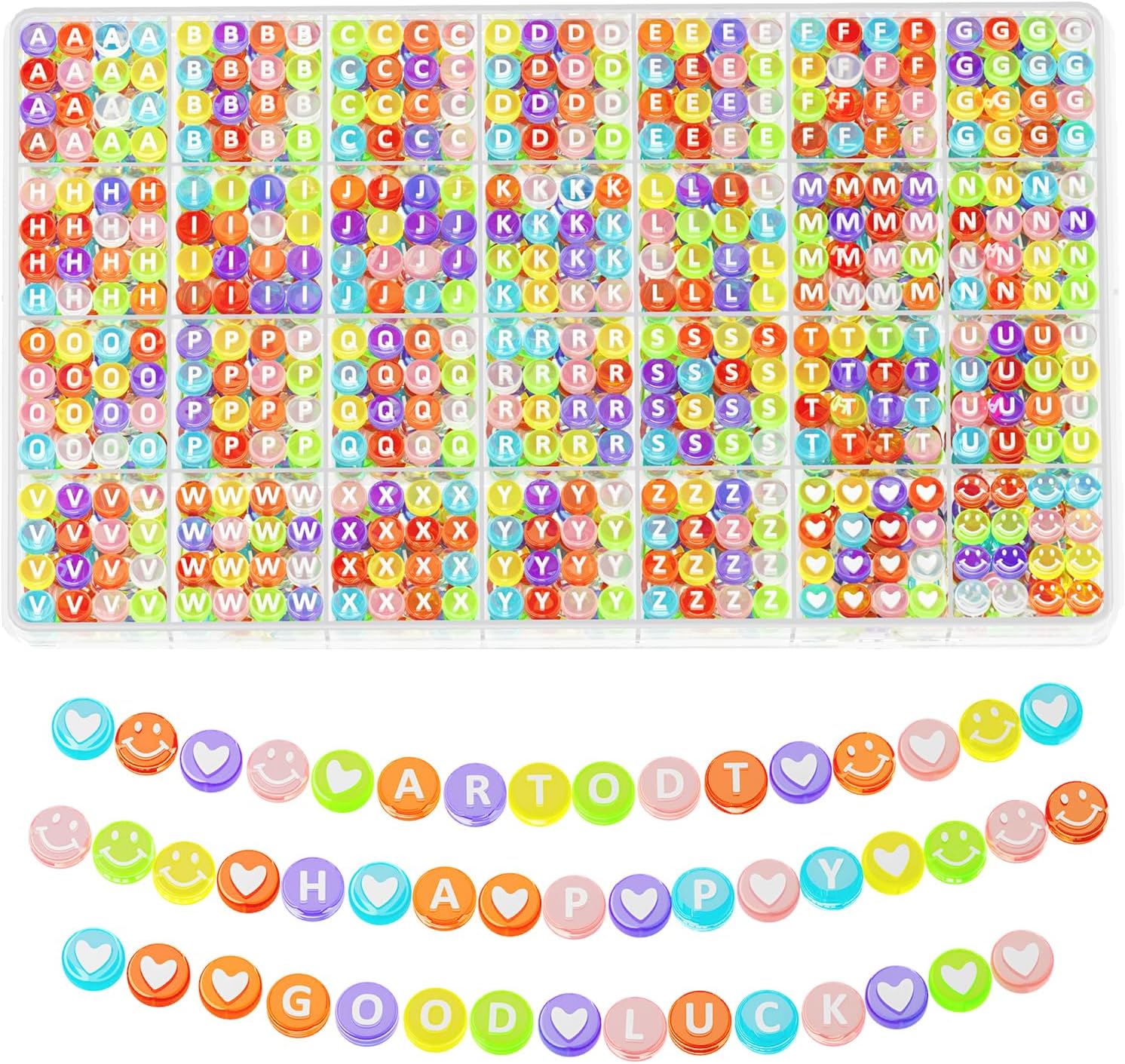 kimhatter 1400 PCS Alphabet Letter Beads Kit – 28 Styles Preppy Friendship Bracelet Beads with Storage Case for DIY Jewelry Making and Crafting