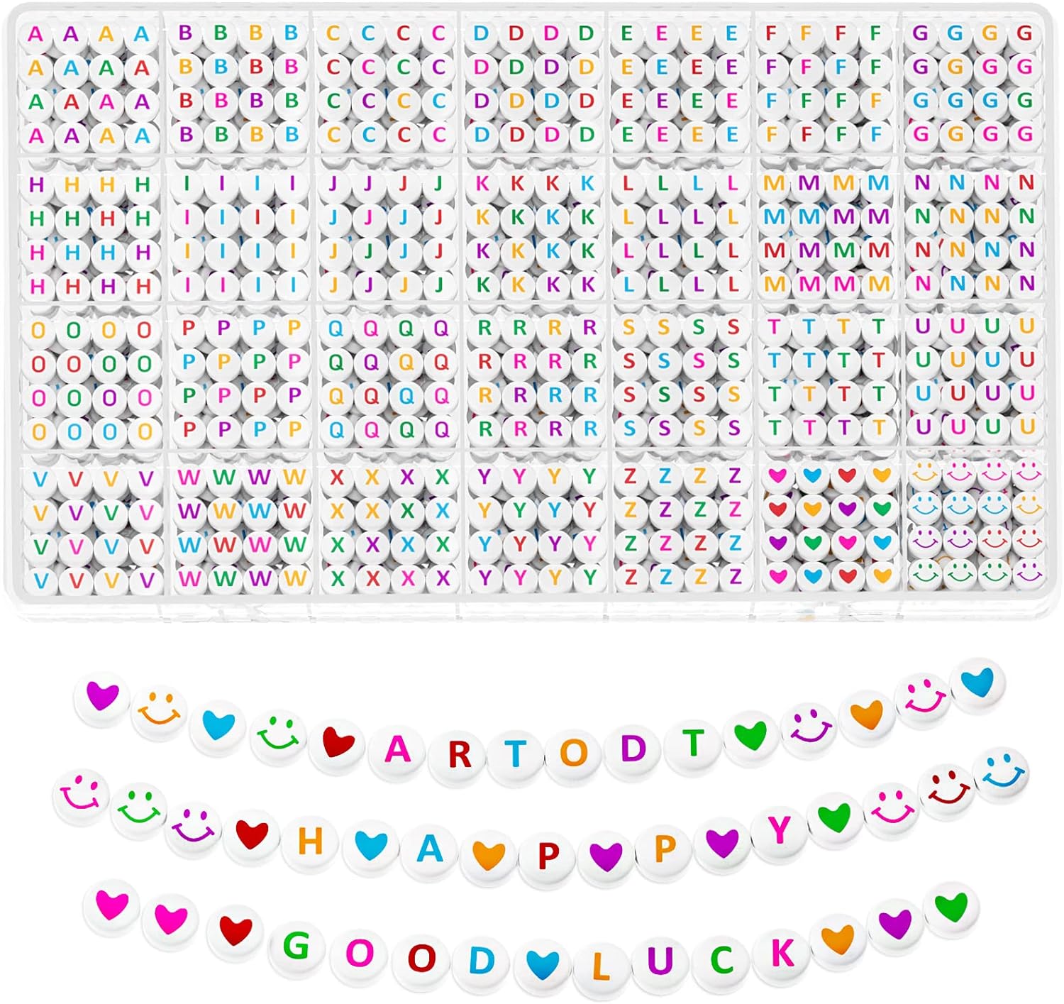 kimhatter 1400 PCS Alphabet Letter Beads Kit – 28 Styles Preppy Friendship Bracelet Beads with Storage Case for DIY Jewelry Making and Crafting