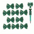 Bow Beads for Pens 10 Pcs Rhinestone Focal Bead for Crafts Fits for Beadable Pens Jewelry Making Braclets Bling Chunky Glitter Beads for DIY Supplies