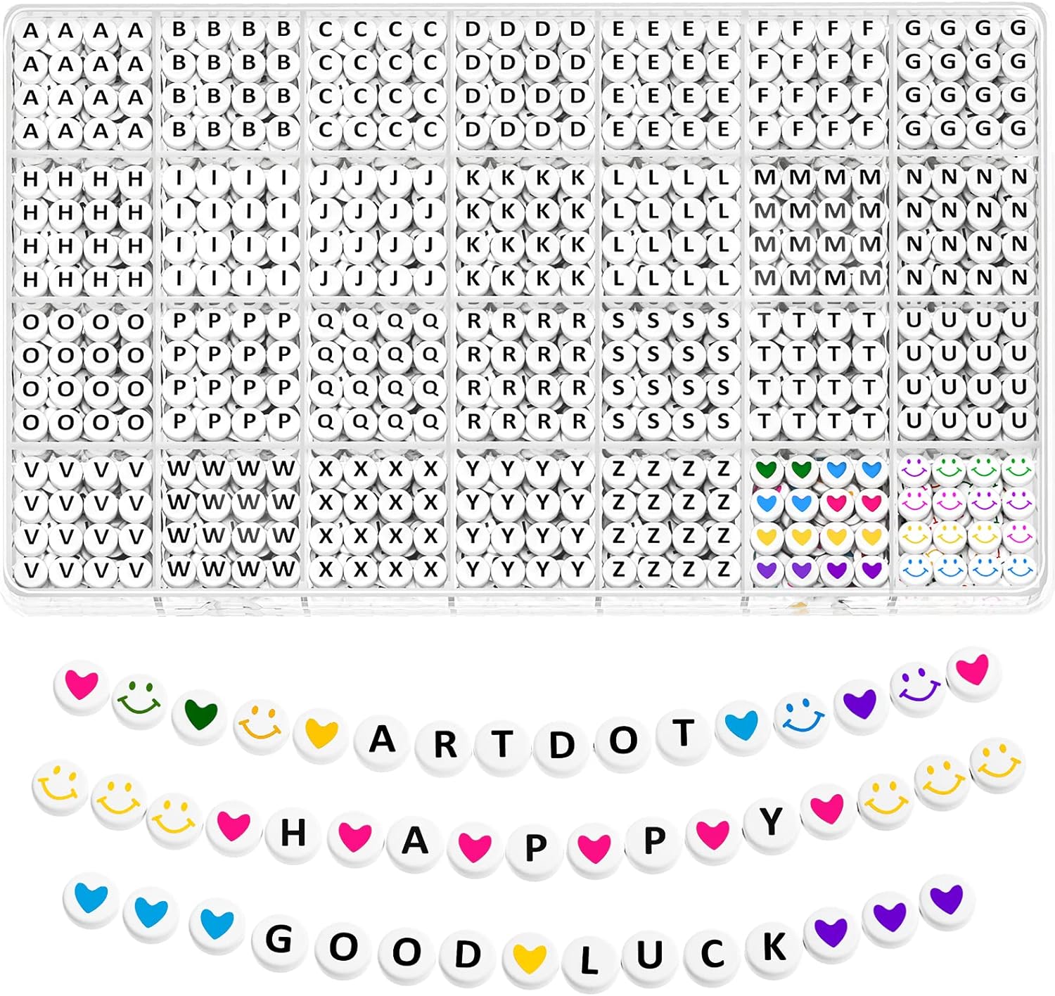 kimhatter 1400 PCS Alphabet Letter Beads Kit – 28 Styles Preppy Friendship Bracelet Beads with Storage Case for DIY Jewelry Making and Crafting