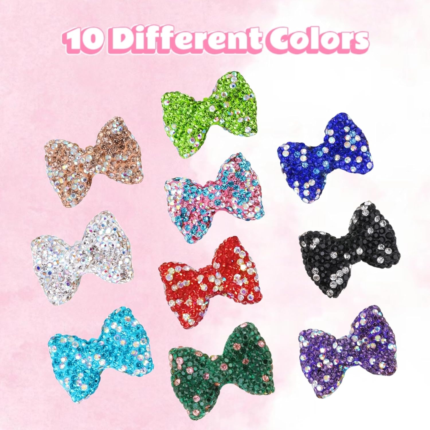 Bow Beads for Pens 10 Pcs Rhinestone Focal Bead for Crafts Fits for Beadable Pens Jewelry Making Braclets Bling Chunky Glitter Beads for DIY Supplies