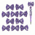 Bow Beads for Pens 10 Pcs Rhinestone Focal Bead for Crafts Fits for Beadable Pens Jewelry Making Braclets Bling Chunky Glitter Beads for DIY Supplies