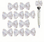 Bow Beads for Pens 10 Pcs Rhinestone Focal Bead for Crafts Fits for Beadable Pens Jewelry Making Braclets Bling Chunky Glitter Beads for DIY Supplies