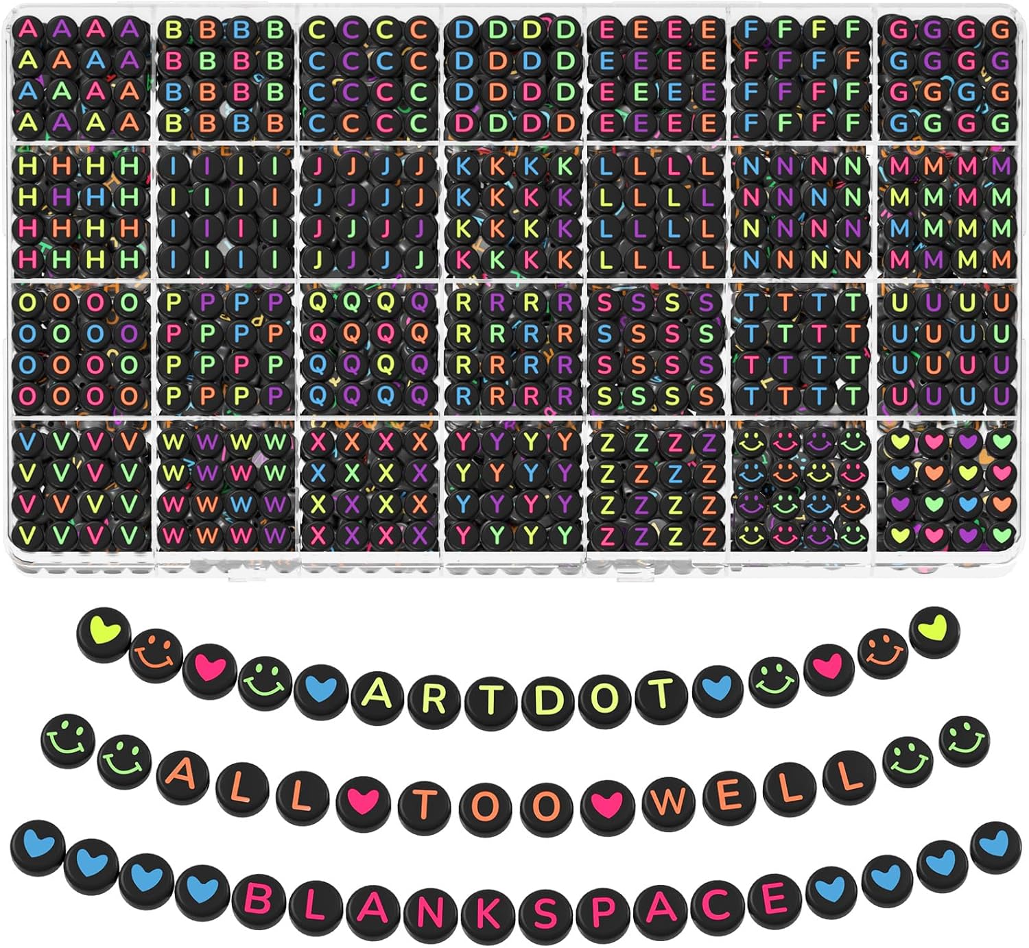 kimhatter 1400 PCS Alphabet Letter Beads Kit – 28 Styles Preppy Friendship Bracelet Beads with Storage Case for DIY Jewelry Making and Crafting