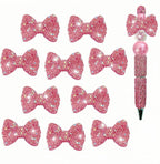 Bow Beads for Pens 10 Pcs Rhinestone Focal Bead for Crafts Fits for Beadable Pens Jewelry Making Braclets Bling Chunky Glitter Beads for DIY Supplies