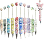 10Pcs Beadable Pens Full Pearl Fancy Pen for Beads Cute Journalling Pens for Women Fun Bling Ballpoint Pens Tween girls Gifts Trendy Stuff