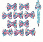 Bow Beads for Pens 10 Pcs Rhinestone Focal Bead for Crafts Fits for Beadable Pens Jewelry Making Braclets Bling Chunky Glitter Beads for DIY Supplies