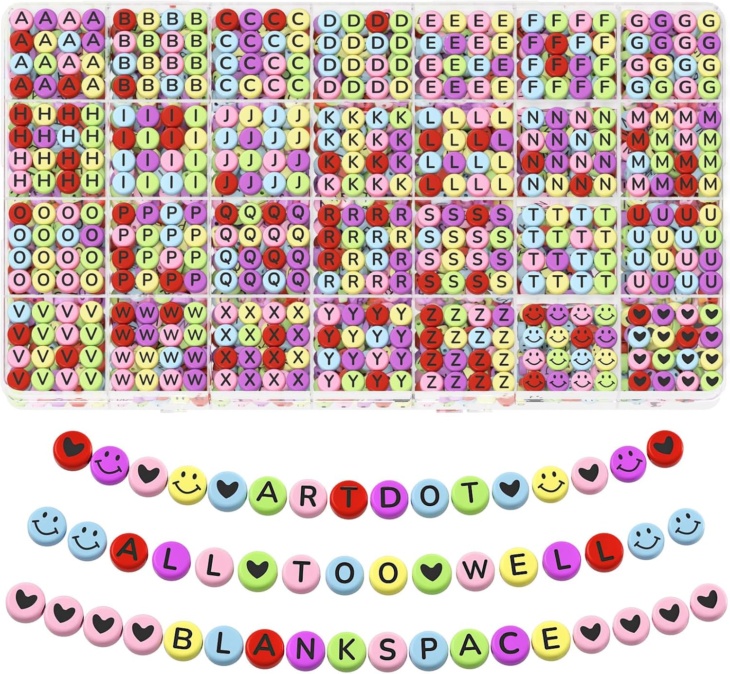 kimhatter 1400 PCS Alphabet Letter Beads Kit – 28 Styles Preppy Friendship Bracelet Beads with Storage Case for DIY Jewelry Making and Crafting