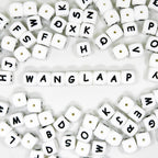 104 Pcs Silicone Letter Beads, 12mm Square Letter Beads, Silicone Beads for Keychain Making, Alphabet Silicone Beads for Bracelet Making (104) White