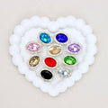 Oval Silver Double-Sided Crystal Alloy Bead with Diamond Ball Design
