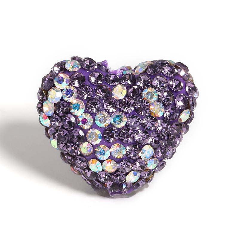 Kimhatter Stardust Heart Polymer Clay Bead with Diamond Ball 3pcs/bag