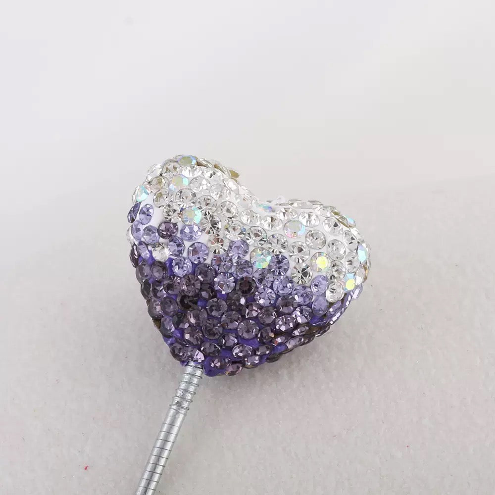 Kimhatter Ombre Heart Polymer Clay Bead with Diamond Ball 3pcs/bag