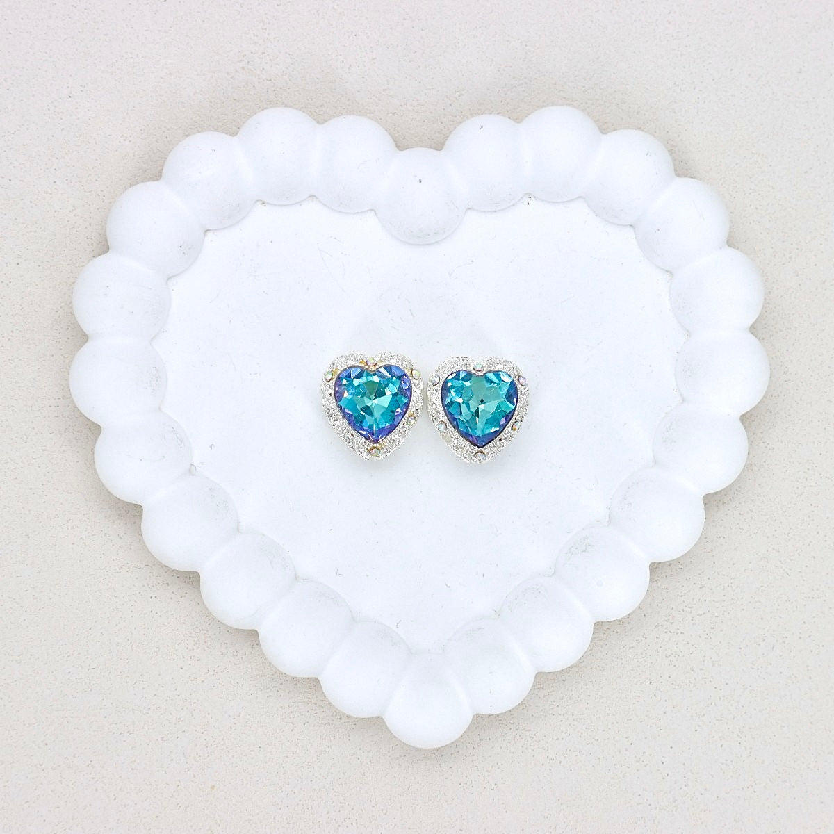 Kimhatter Heart Silver Double-Sided Crystal Alloy Bead with Diamond Ball 2pcs/bag