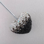 Kimhatter Ombre Heart Polymer Clay Bead with Diamond Ball 3pcs/bag