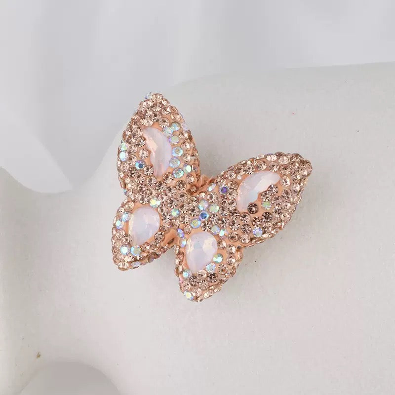 Kimhatter Rainbow Butterfly Polymer Clay Bead with Diamond Ball