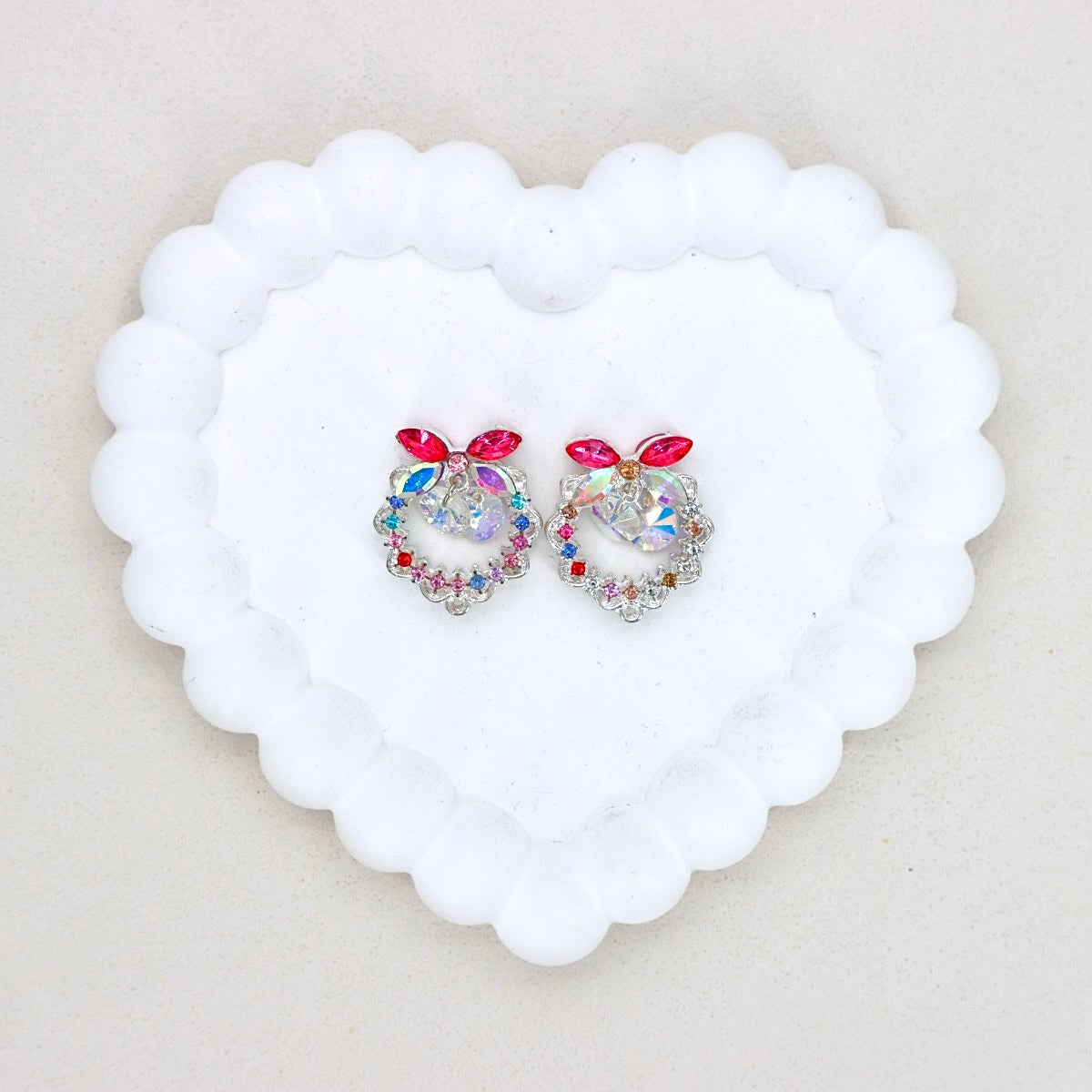 Kimhatter 3D Crystal Bow Alloy Diamond Ball Beads with Straight Hole