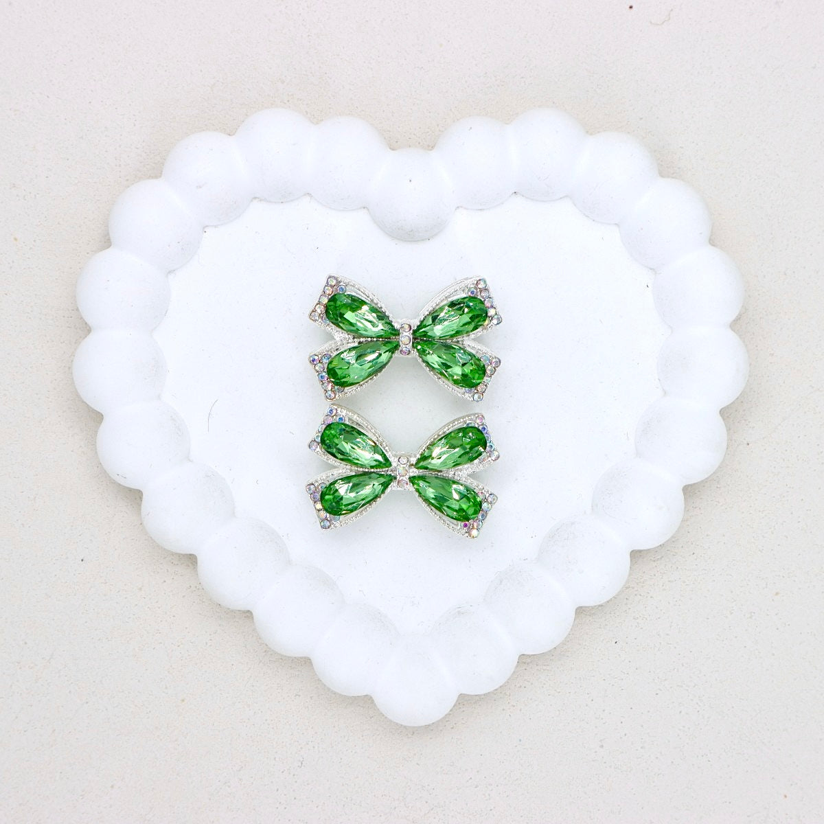 Kimhatter Colorful Crystal Bow Alloy Beads with Straight Hole 2pcs/bag