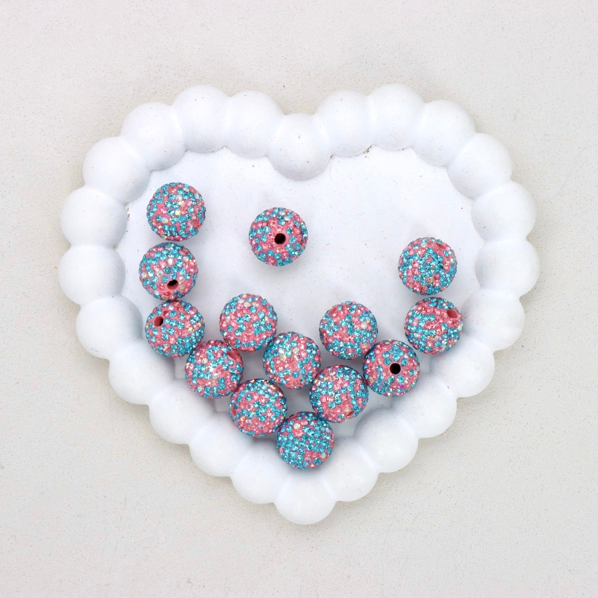 16mm Stardust Diamond Ball Polymer Clay Beads with Straight Hole