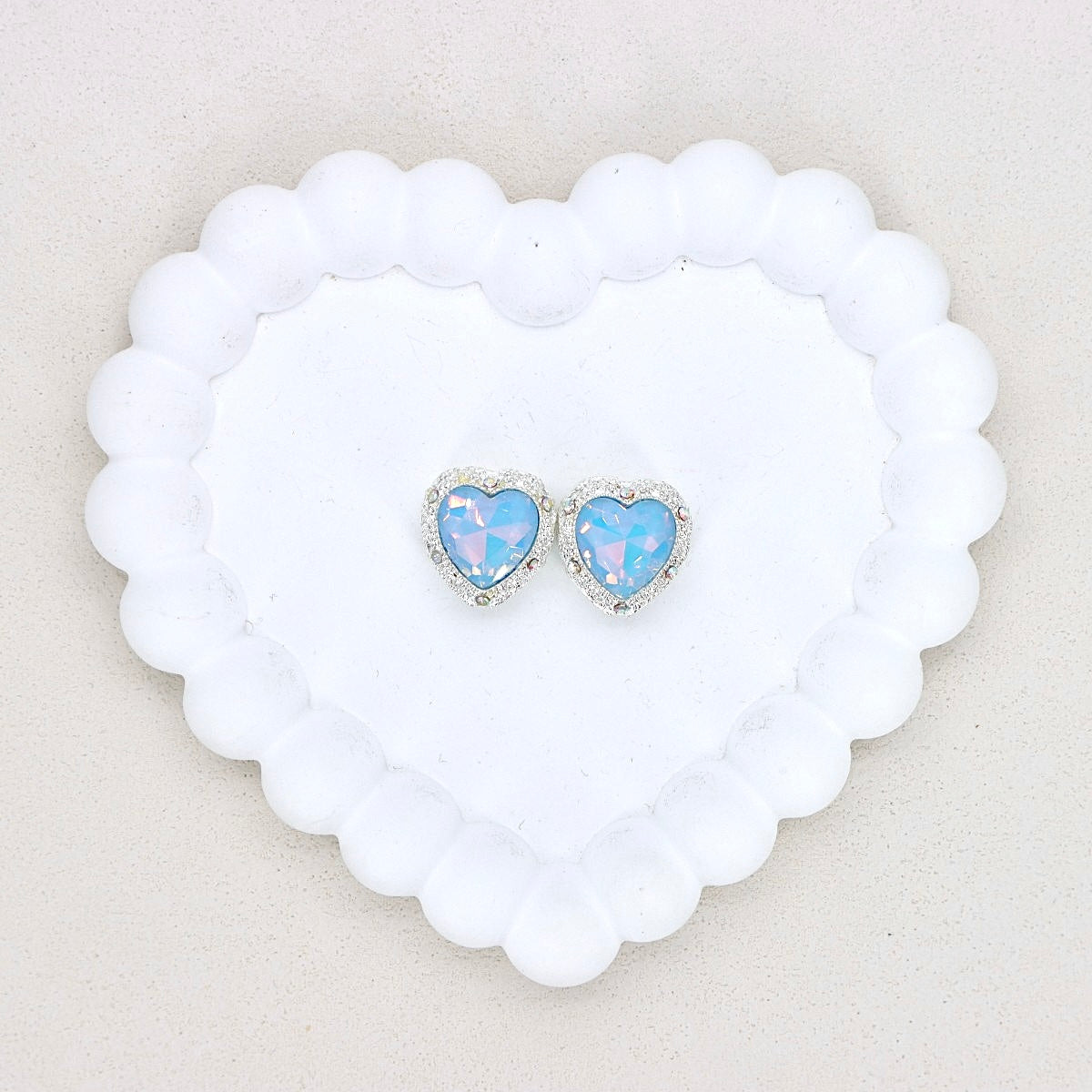 Kimhatter Heart Silver Double-Sided Crystal Alloy Bead with Diamond Ball 2pcs/bag