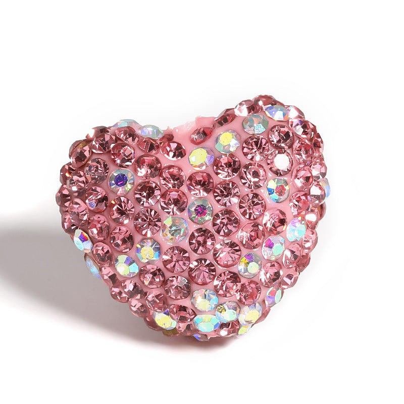 Kimhatter Stardust Heart Polymer Clay Bead with Diamond Ball 3pcs/bag