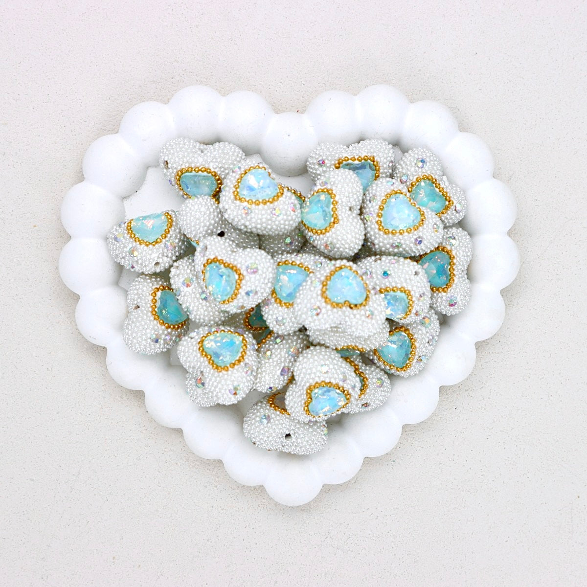Classic Bubble Beads Heart Western-Style Polymer Clay Diamond Ball Bead