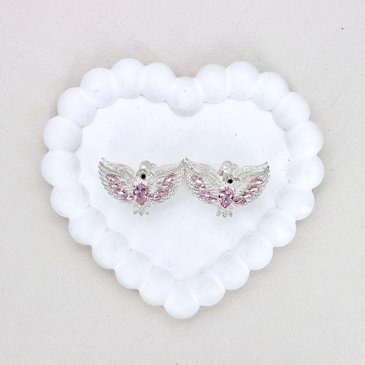 Kimhatter 3D Heart with Large Wings Alloy Bead with Straight Hole