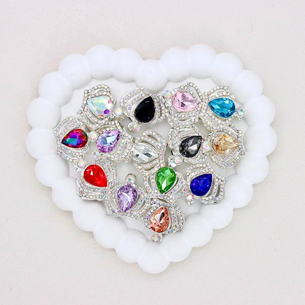 Kimhatter Heavy Duty Double-Sided Crown Alloy Bead with Rhinestones 2pcs/bag