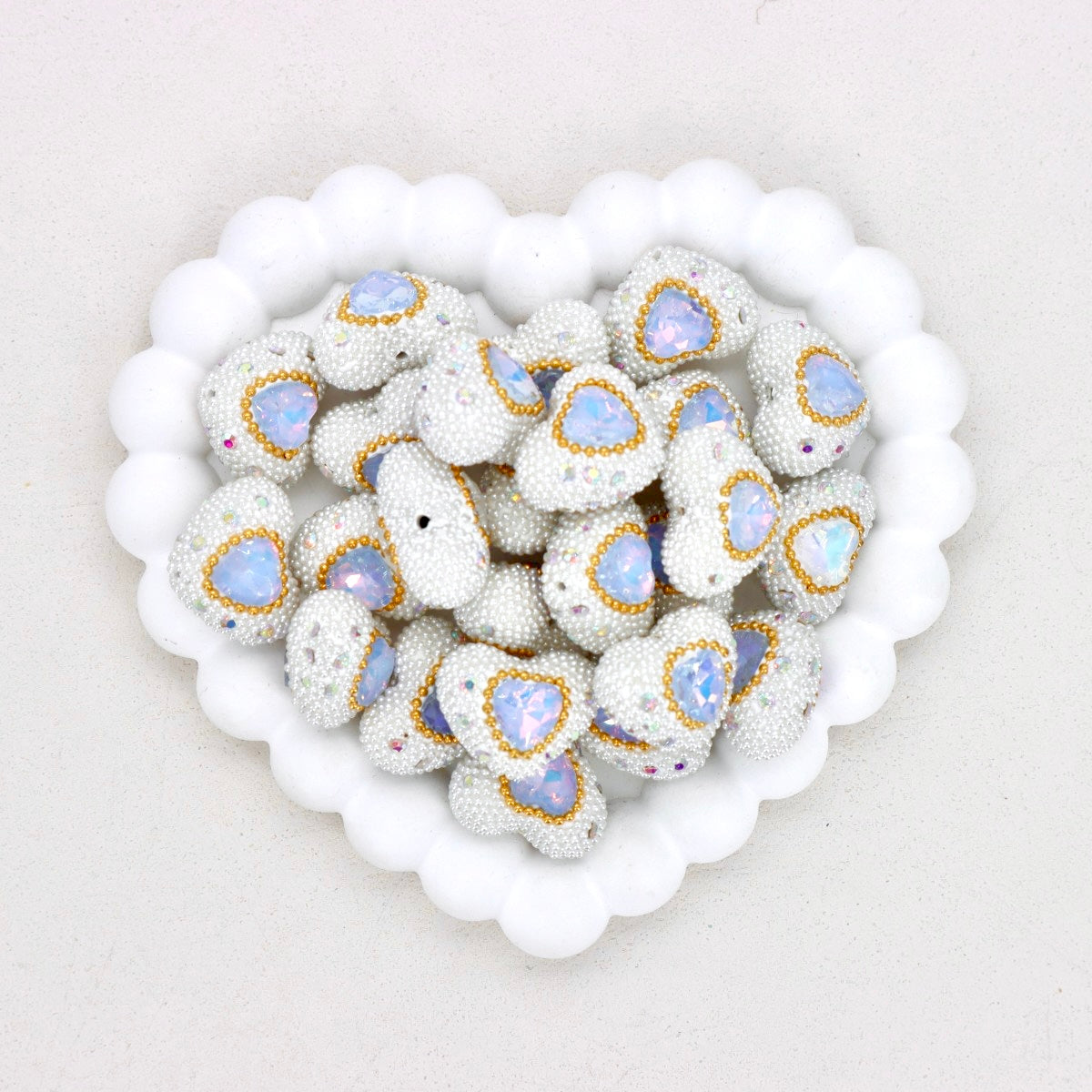 Classic Bubble Beads Heart Western-Style Polymer Clay Diamond Ball Bead
